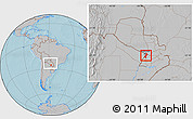Gray Location Map of Central, within the entire country, hill shading