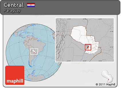 Gray Location Map of Central, highlighted country, within the entire country, hill shading