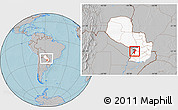 Gray Location Map of Central, highlighted country, within the entire country, hill shading