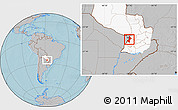 Gray Location Map of Central, highlighted country, hill shading