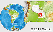 Physical Location Map of Central, highlighted country, within the entire country