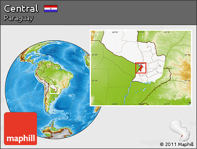 Physical Location Map of Central, highlighted country