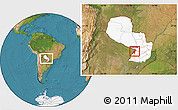 Satellite Location Map of Central, highlighted country, within the entire country