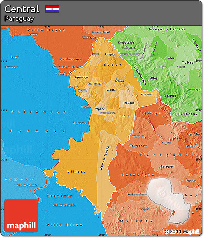Political Shades Map of Central