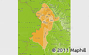 Political Shades Map of Central, physical outside