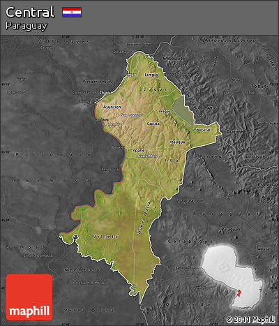 Satellite Map of Central, darken, desaturated