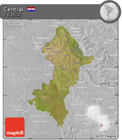 Satellite Map of Central, lighten, desaturated