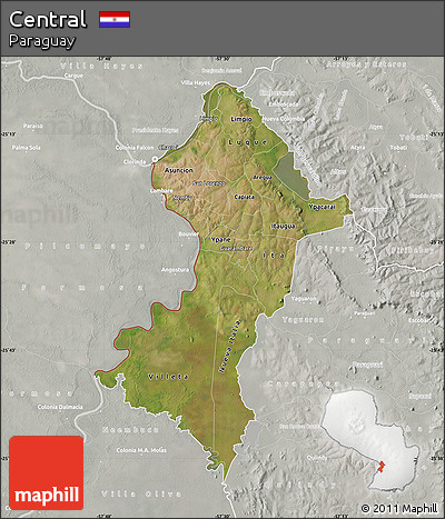 Satellite Map of Central, lighten, semi-desaturated
