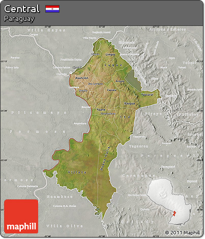 Satellite Map of Central, lighten, semi-desaturated