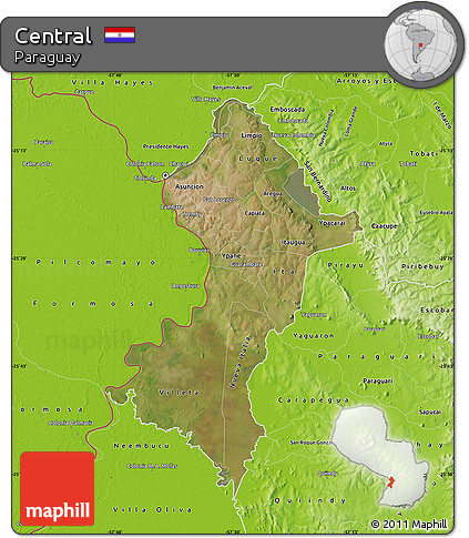 Satellite Map of Central, physical outside