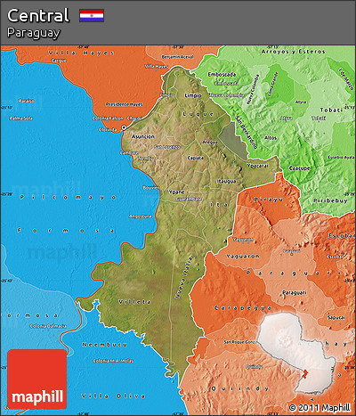 Satellite Map of Central, political shades outside