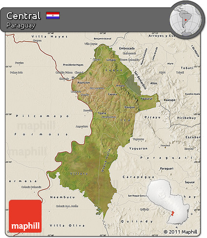 Satellite Map of Central, shaded relief outside