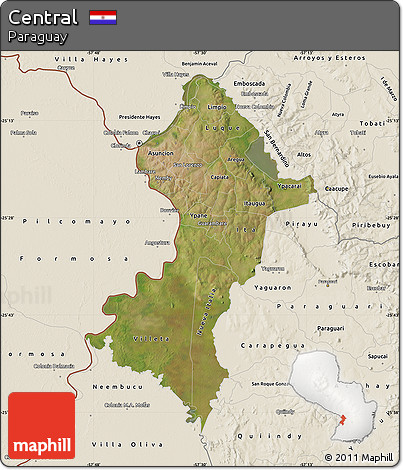 Satellite Map of Central, shaded relief outside