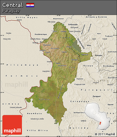 Satellite Map of Central, shaded relief outside