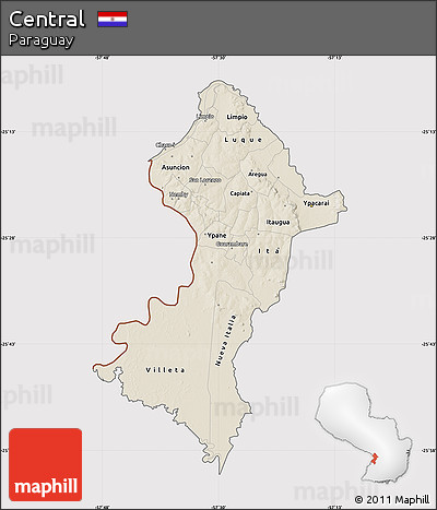 Shaded Relief Map of Central, cropped outside