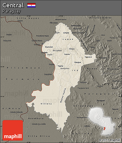 Shaded Relief Map of Central, darken
