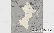 Shaded Relief Map of Central, darken, semi-desaturated