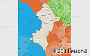 Shaded Relief Map of Central, political shades outside