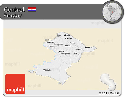 Classic Style Panoramic Map of Central, single color outside