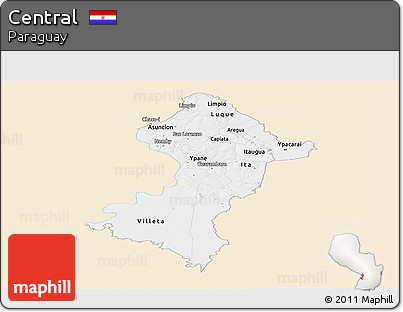 Classic Style Panoramic Map of Central, single color outside