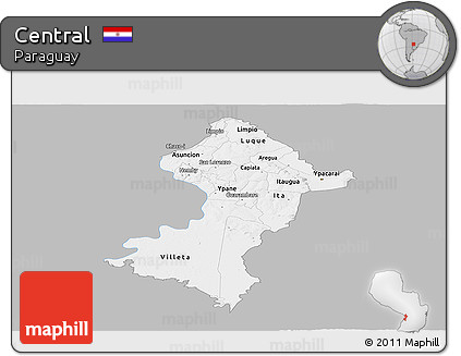 Gray Panoramic Map of Central, single color outside