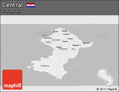 Gray Panoramic Map of Central, single color outside