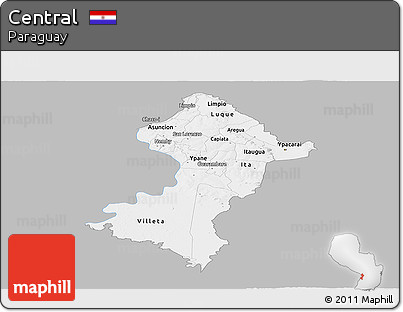 Gray Panoramic Map of Central, single color outside