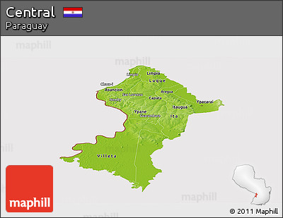 Physical Panoramic Map of Central, cropped outside
