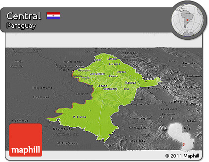 Physical Panoramic Map of Central, darken, desaturated