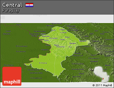 Physical Panoramic Map of Central, darken