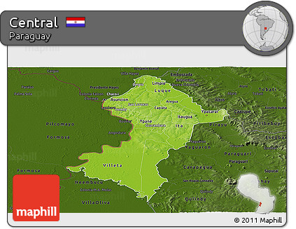 Physical Panoramic Map of Central, darken