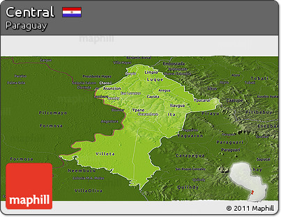 Physical Panoramic Map of Central, darken