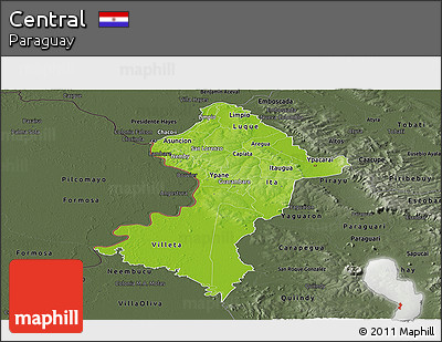 Physical Panoramic Map of Central, darken, semi-desaturated