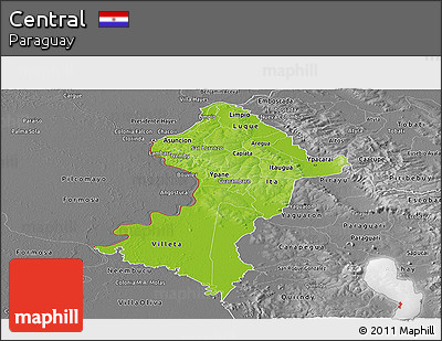 Physical Panoramic Map of Central, desaturated