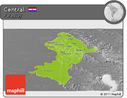 Physical Panoramic Map of Central, desaturated