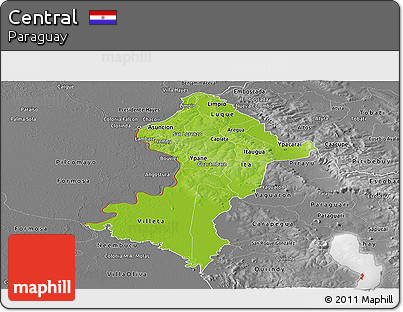 Physical Panoramic Map of Central, desaturated