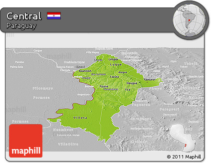 Physical Panoramic Map of Central, lighten, desaturated