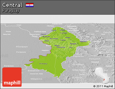 Physical Panoramic Map of Central, lighten, desaturated