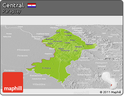 Physical Panoramic Map of Central, lighten, desaturated