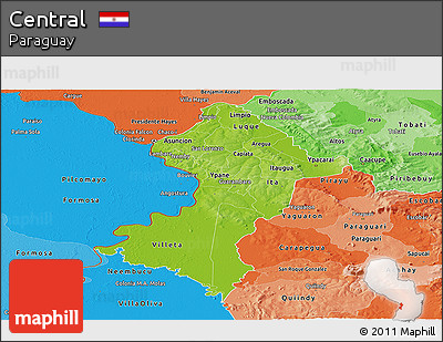Physical Panoramic Map of Central, political shades outside