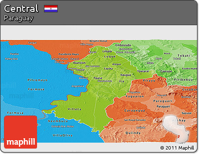 Physical Panoramic Map of Central, political shades outside