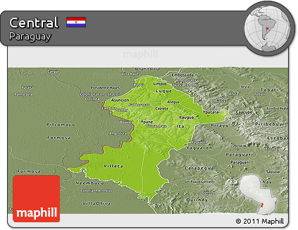 Physical Panoramic Map of Central, semi-desaturated