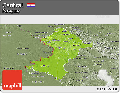 Physical Panoramic Map of Central, semi-desaturated