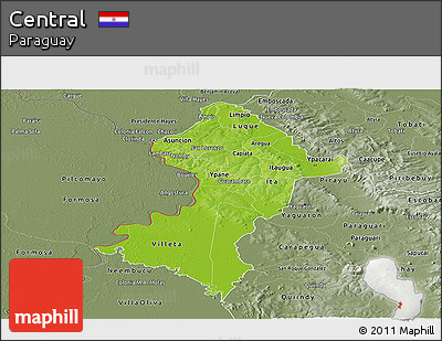 Physical Panoramic Map of Central, semi-desaturated