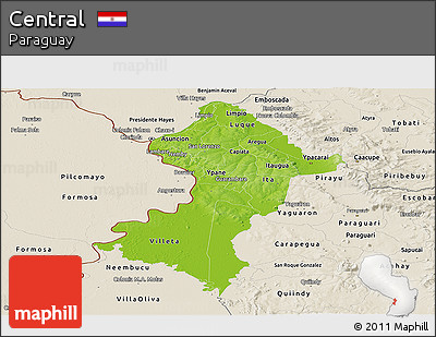 Physical Panoramic Map of Central, shaded relief outside