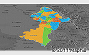 Political Panoramic Map of Central, darken, desaturated