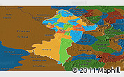 Political Panoramic Map of Central, darken