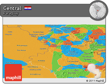 Political Panoramic Map of Central