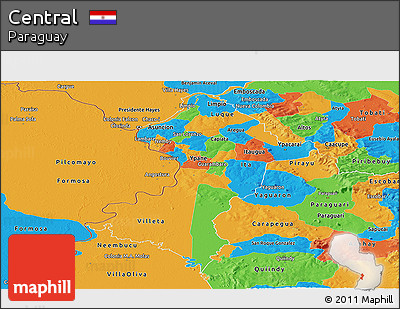 Political Panoramic Map of Central