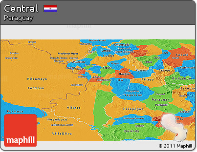 Political Panoramic Map of Central